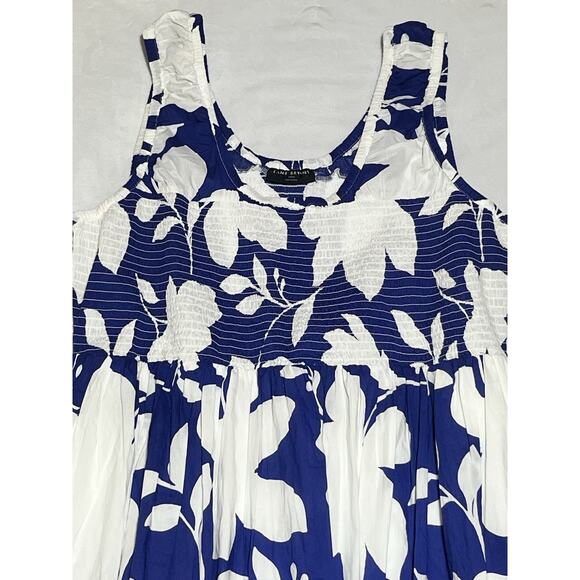 Lane Bryant Midi Sundress 22/24 Floral Romantic Cottage Smocked Cotton Dress - Picture 2 of 9